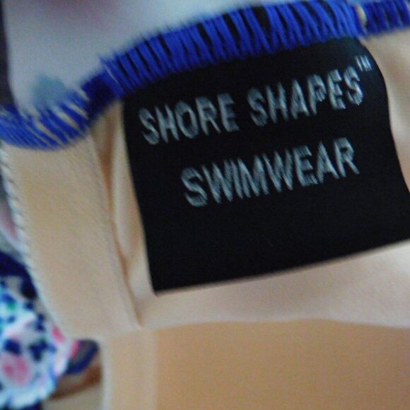 Shore Shapes Swimsuit Womens 12 Blue Floral Colorful Retro Dress - Picture 3 of 5